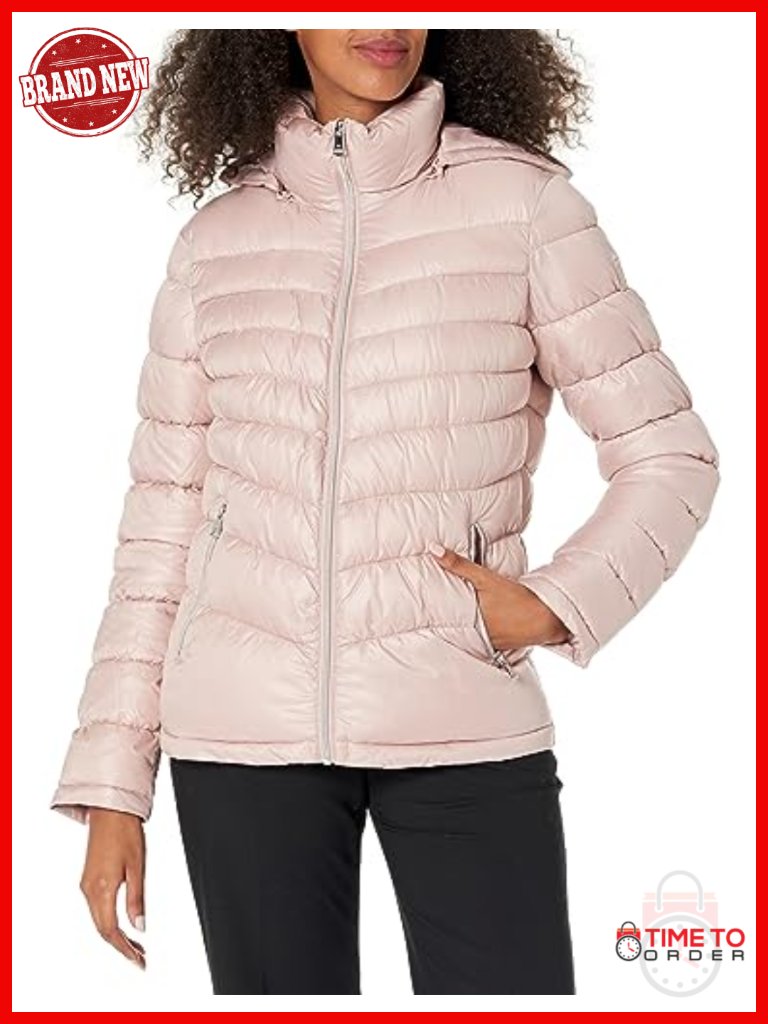 Women's Hooded Puffer Jacket With Contrast Lining
